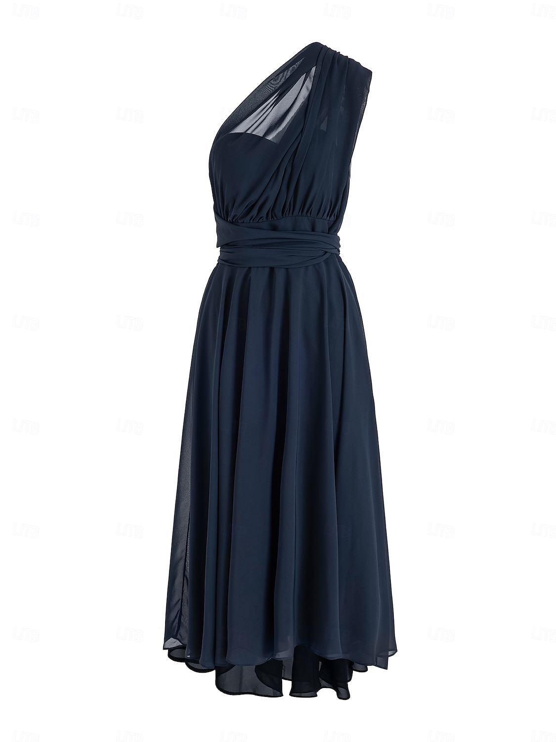 A-linjeformade Bröllops Gäst Klänningar Elegant Klänning Formal Bröllops Fest Te Längd utan Ärmar En Axlar Höst Bröllops Gäst Chiffon med Rynkning 2025 - $87.99 –P8