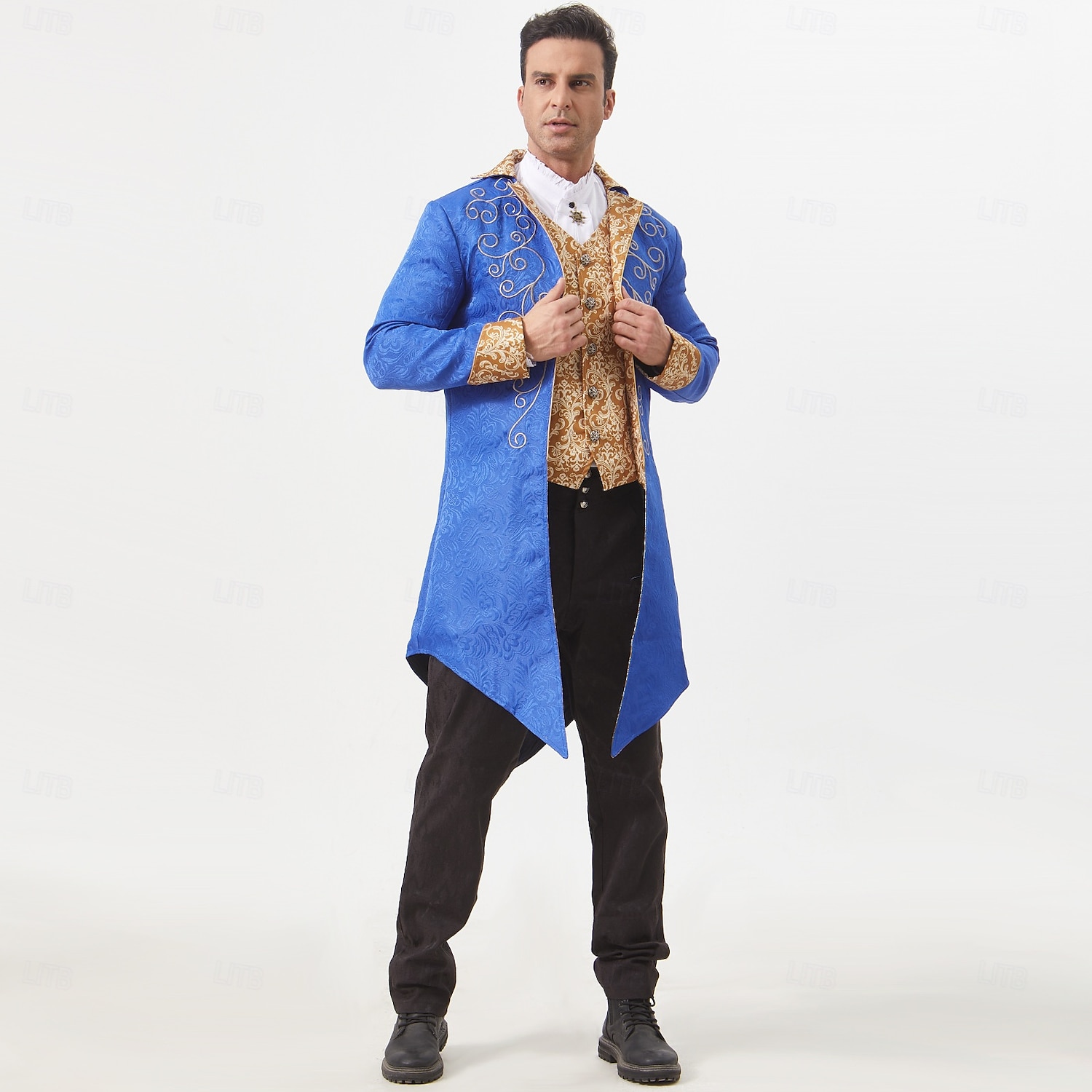 Medieval Renaissance Steampunk Coat Tailcoat Outerwear Prince Vampire Nobleman Fancy Dress Men's Halloween Carnival Performance LARP Ren Faire Adults Vest 2025 - $53.99 –P11