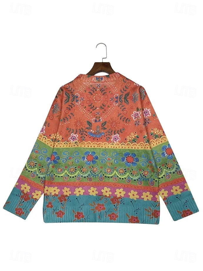 Damen Strickjacke Pullover Mit Wabenstruktur Knopfleiste Rundhalsausschnitt Langarm Leicht Elegant Vintage Blumengrafik Gestreift Knopfprint Strick Outdoor Wochenende Rosa Lila Herbst Winter 2025 - $31.99 –P2