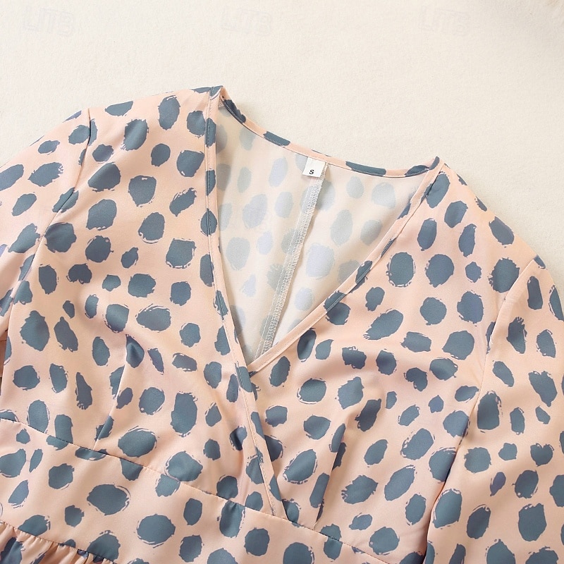 Mommy and Me Dresses Polka Dot Street Print Khaki Long Sleeve Midi Active Matching Outfits 2026 - $20.99 –P4