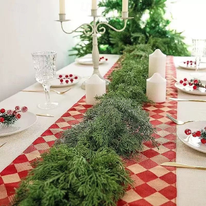 guirlanda de natal com agulhas de pinheiro cedro de 2 metros – escada festiva para casa e decoração de parede de 2025 por $24.99 –P3