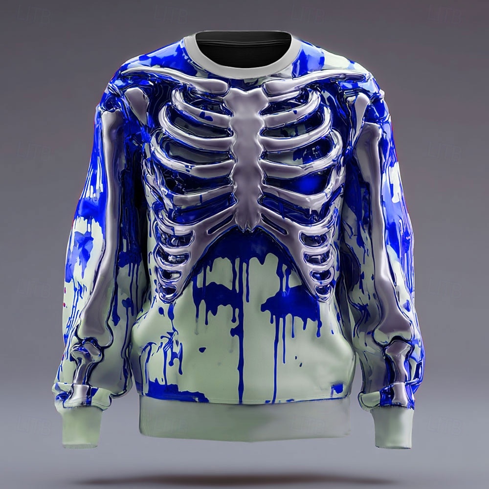 Per uomo 3D Scheletro Felpa Punk Festa Gotico Manica Lunga Girocollo Vacanza Blu Rosso Viola Arancione Verde Girocollo 3D Tutte le stagioni progettista S M L XL XXL XXXL del 2026 a $32.99 –P3
