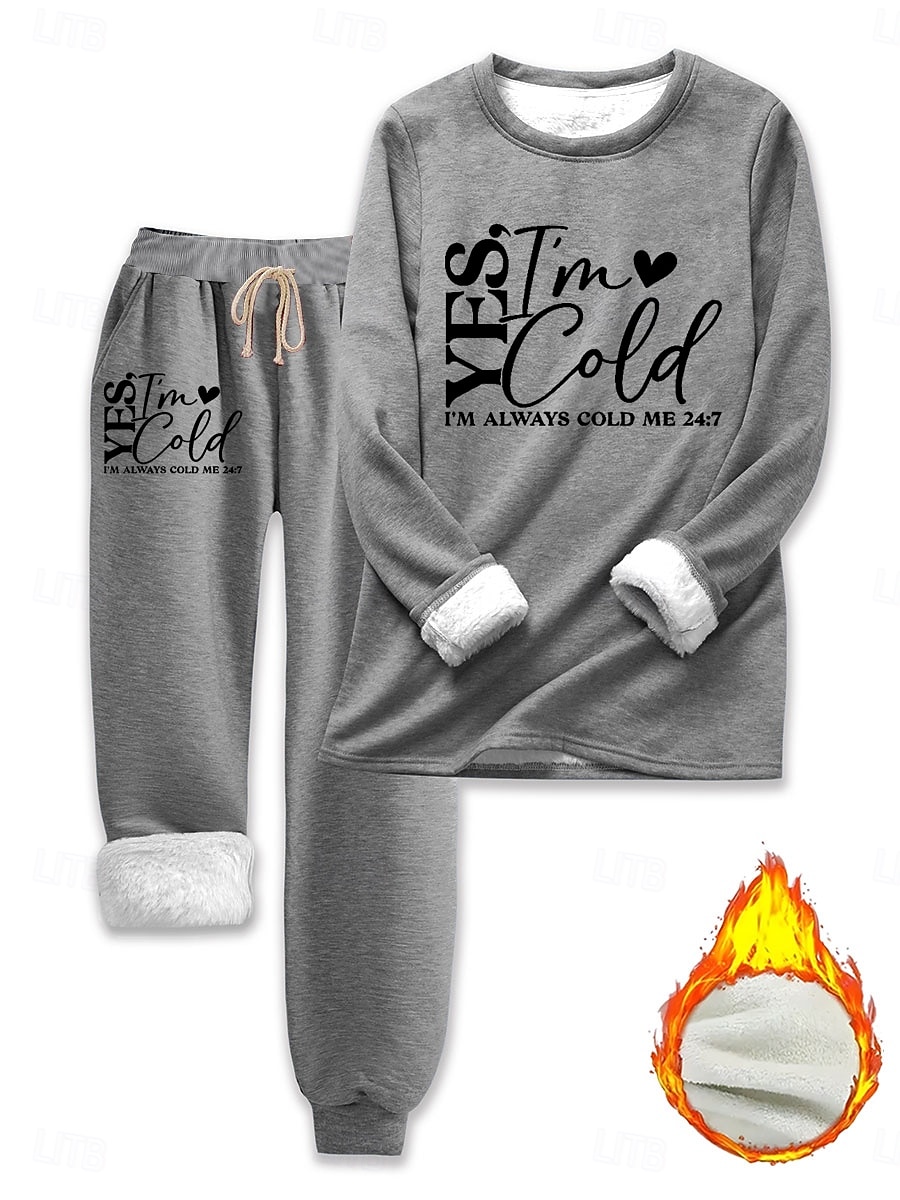 Damen Elegant Warm Mode Zweiteilige Sets Trainingsanzug Hosen-Sets Langarm Bischofsärmel Rundhalsausschnitt Grafik Buchstabe Druck Outdoor Urlaub Täglich Schwarz Rosa Dunkelpink Frühling Normale 2025 - $41.99 –P5