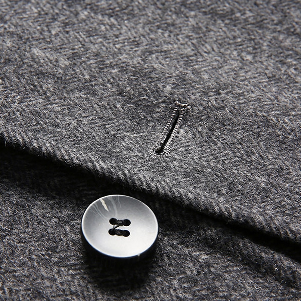 herr ullblandad kavaj jacka skola formell semester elegant klassisk vår höst ull polyester enfärgad fiskbensmönster termisk varm enkelknäppt tvåknapps kavaj kaffe grå 2025 - $88.99 –P10