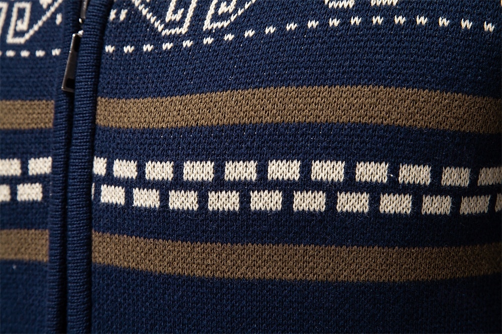 Męskie Sweter Rozpinany Sweter Fair Isle Robić na drutach Zwykłe topy Zapiąć na zamek błyskawiczny Geometryczny Golf Święta Sweter rozpinany Urlop Codzienny Odzież Wiosna Jesień Granatowy Khaki S M L 2025 - $50.99 –P4
