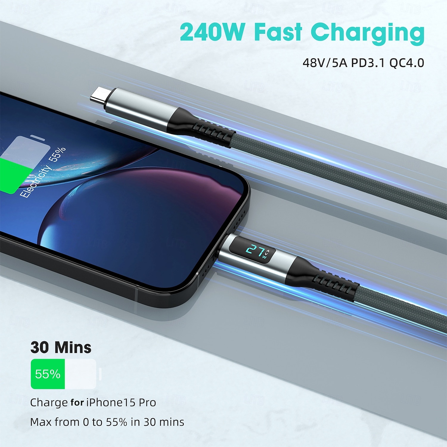 1 πακέτο Καλώδιο USB C Καλώδιο USB 3.0 Καλώδιο USB 4 USB C σε USB C 5 A Γρήγορη φόρτιση Υψηλή μεταφορά δεδομένων Ανθεκτικό Οθόνη LED Για iPhone Αξεσουάρ Κινητού Τηλεφώνου 2025 - $16.99 –P5