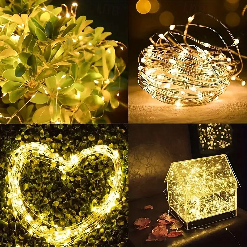 10 db 5 m/16,4 láb 50 led sugár tündérfényfüzér halloween karácsony Valentin nap újév esküvői party fesztivál beltéri és kültéri dekoráció rézdrótos fények usb tápegység ip44 vízálló 2025 - $20.99 –P2