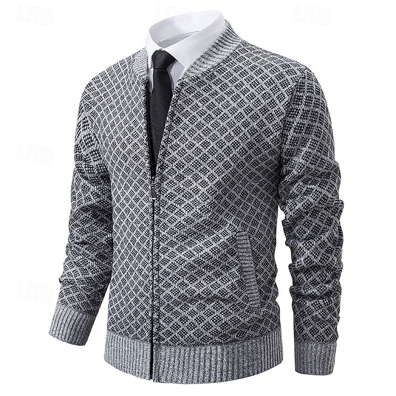 Herren Pullover Kleid Pullover Strickjacke Reißverschluss-Pullover Strickpullover Gerippt Stricken Normale Oberteile Gestrickt Gerippt Einfach Rundhalsausschnitt Mode Schals Geschäft Lässig Bekleidung 2025 - $29.99 –P2