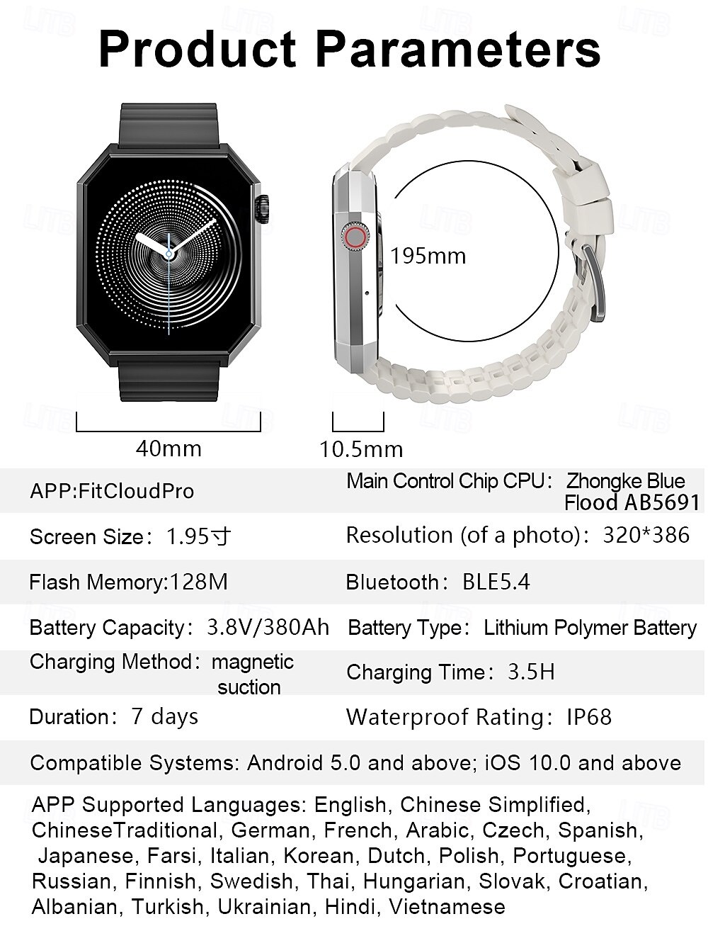 HC11 Ceas inteligent 1.95 inch Uita-te inteligent Bluetooth Pedometru Reamintire Apel Monitor de Activitate Compatibil cu Android iOS Dame Bărbați Standby Lung Rezistent la apă Control Media IP68 2025 - $38.99 –P7