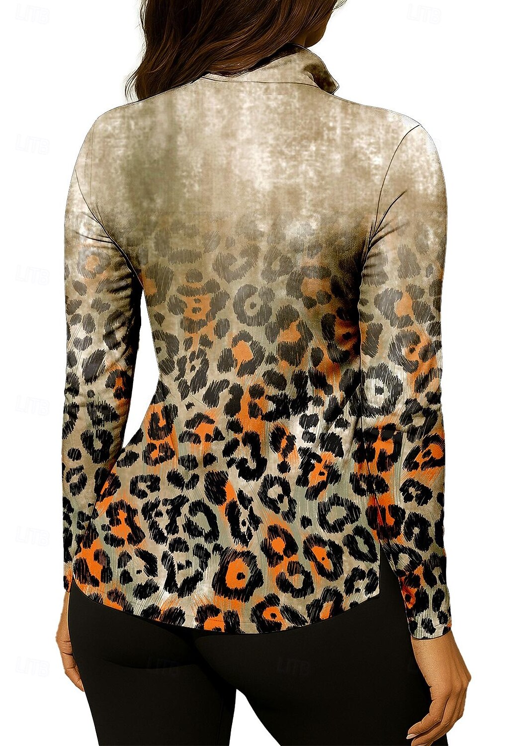 Dam Leopard Lutning Skjorta Sporttröja Vandringspolotröja Tennisskjorta Långärmad Dragkedja Blommig UPF50+ UV-resistent Hög Elasisitet Fuktabsorberande Andningsfunktion Tennis Golf Pickleball Hög 2026 - $25.99 –P2