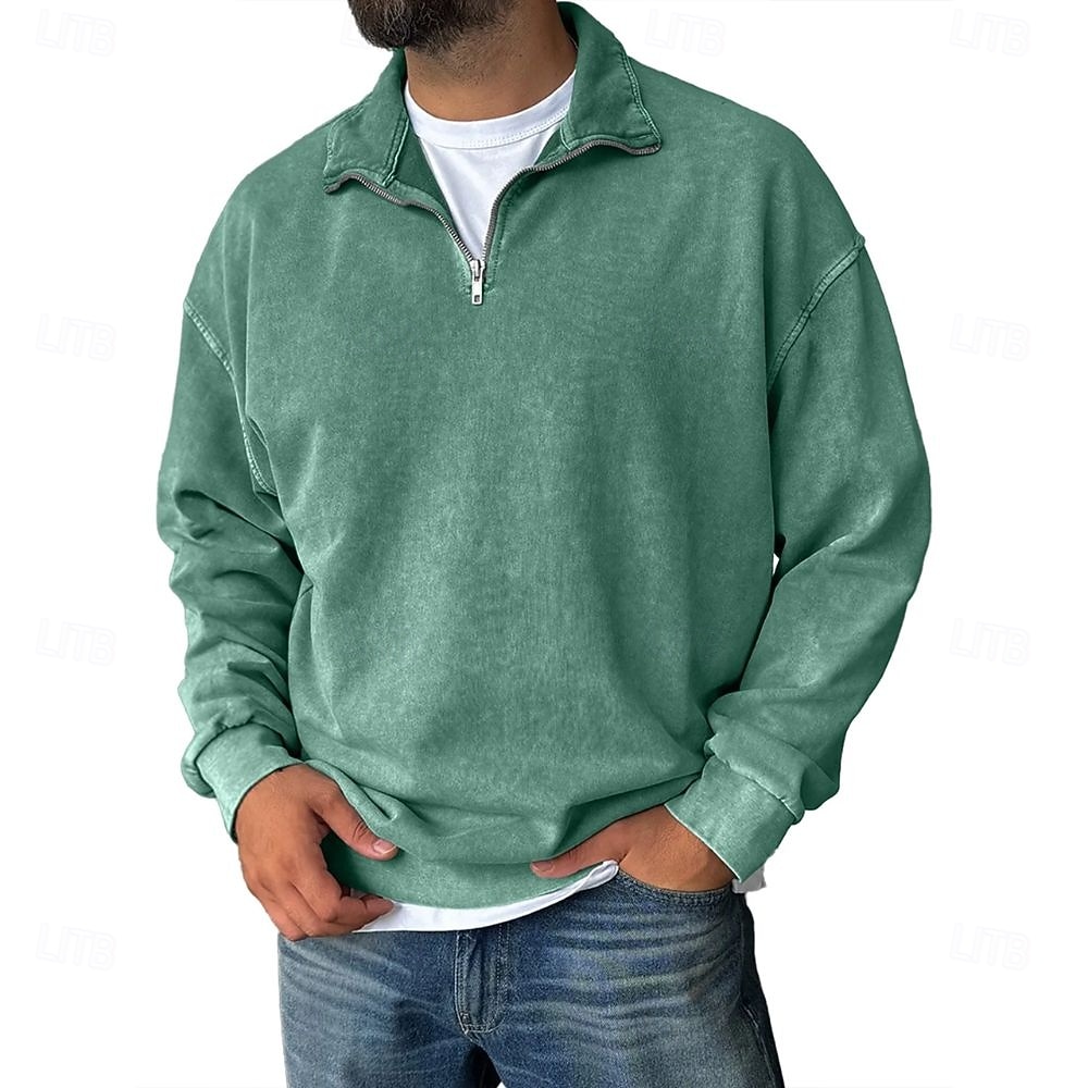Herren Sweatshirt Viertelreißverschluss Sweatshirt Schwarz Wein Armeegrün Marineblau Purpur Halber Reißverschluss Einfach Halber Reißverschluss Täglich Ferien Ausgehen Polyester Vintage Streetwear 2025 - $41.99 –P6