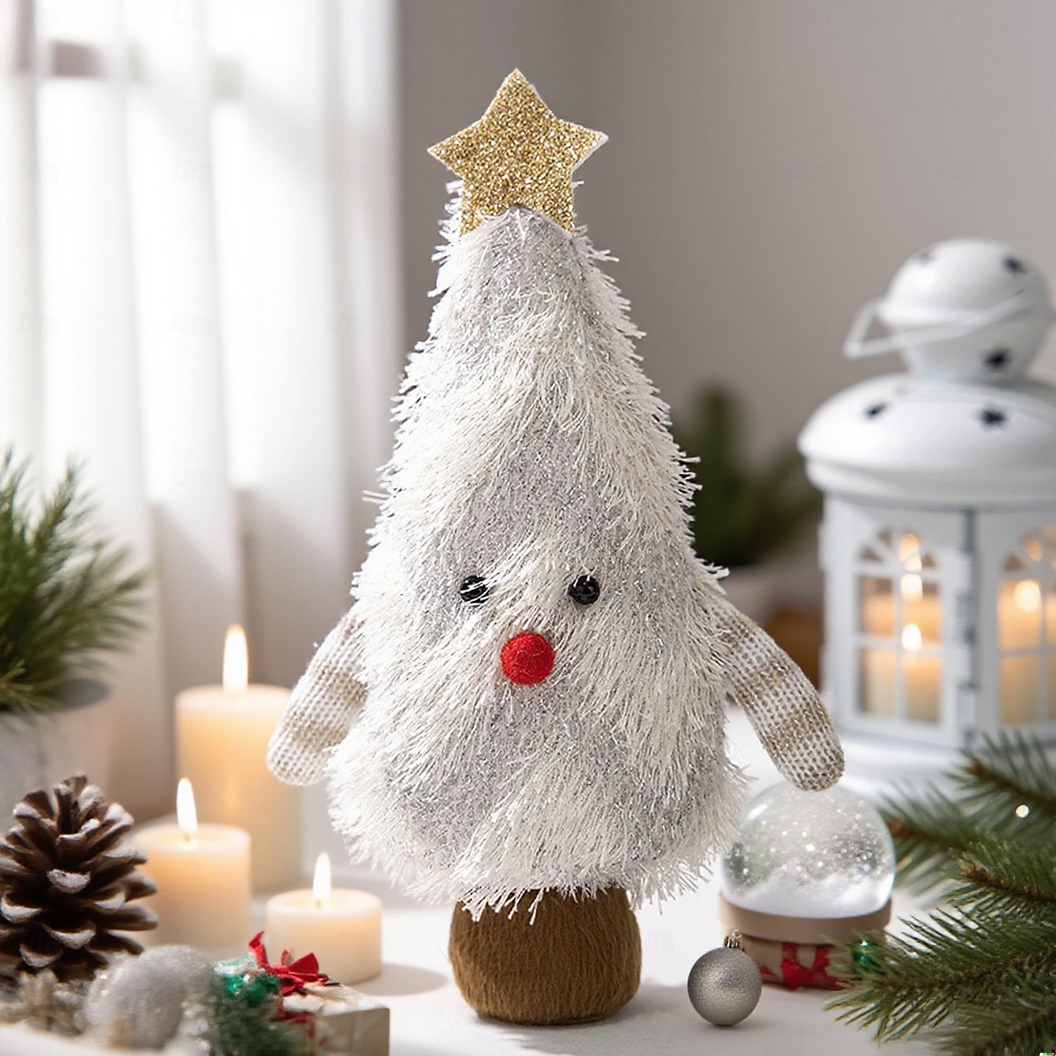 ornament de păpușă de pluș în formă de brad de Crăciun, păpuși drăguțe de pluș, brazi de Crăciun, design de copaci moi, figurine, păpuși, decorațiuni de birou pentru acasă și birou, sărbători 2025 - $7.99 –P6