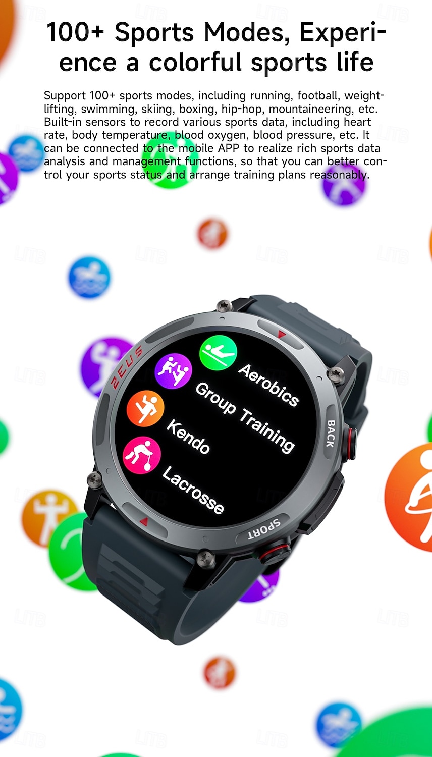 LOKMAT ZEUS 4 PRO Умные часы 1.43 дюймовый Смарт Часы Bluetooth Контроль температуры Педометр Напоминание о звонке Совместим с Android iOS Женский Мужчины 2025 - $42.99 –P10