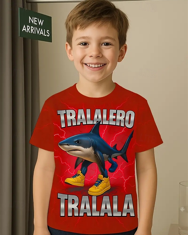 T-shirt graphique pour garçon Tralalero Tralala Shark - T-shirt d'été décontracté violet vif avec requin imprimé en 3D &Baskets design respirant col rond manches courtes haut pour un usage quotidien de 2025 ? $11.99 –P11