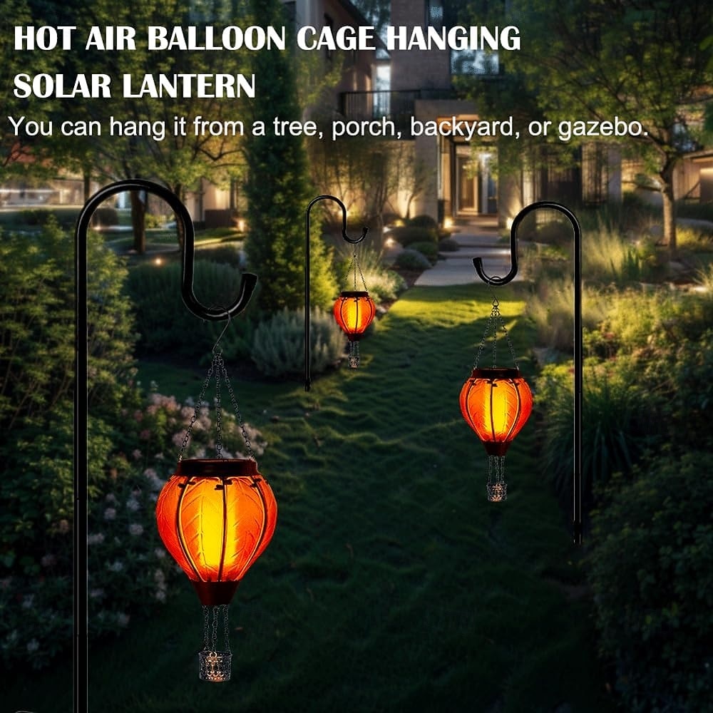 hőlégballon napelemes lámpa kültéri narancssárga piros vízálló függő napelemes lámpa pásztorhoroggal kerti teraszra verandára fa pavilon ünnepi dekoráció ajándék 2026 - $28.99 –P2