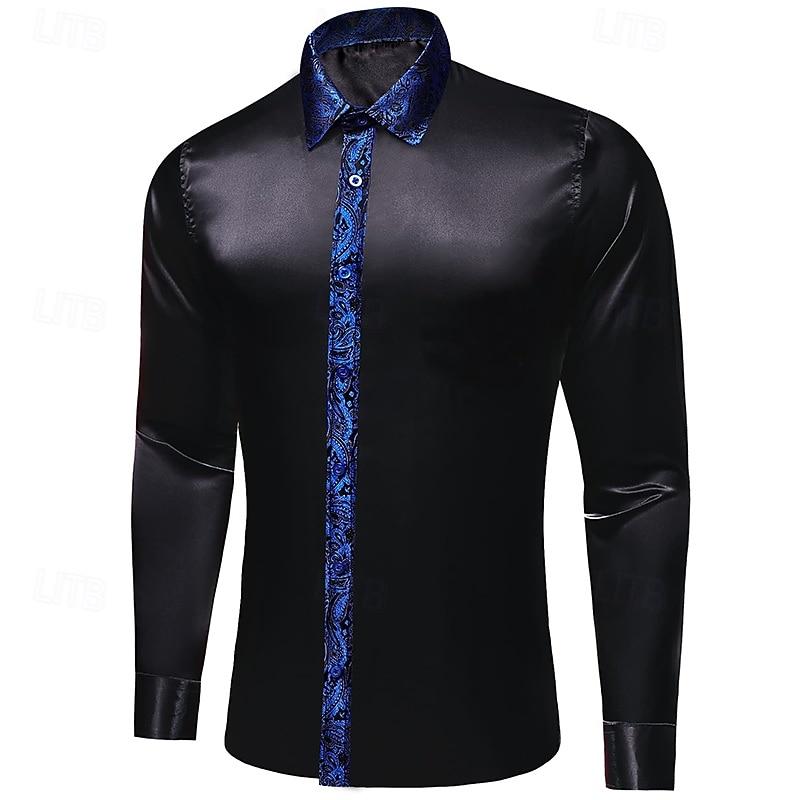 Per uomo Camicia Come la seta Camicia casual Camicia con Bottoni Camicia da Ballo Semplice Formale Matrimonio Nero Manica Lunga Bavero Primavera & Autunno Tutte le stagioni Abbigliamento del 2026 a $25.99 –P1