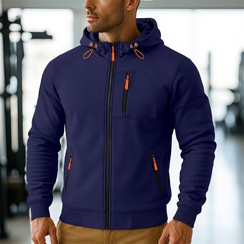 Per uomo Felpa con cappuccio Felpa con cappuccio a zip intera Felpa con cappuccio in pile Felpa con cappuccio tattica Nero Bianco Borgogna Blu marino Blu Con Cappuccio Semplice Cerniera Sport del 2025 a $23.99 –P4