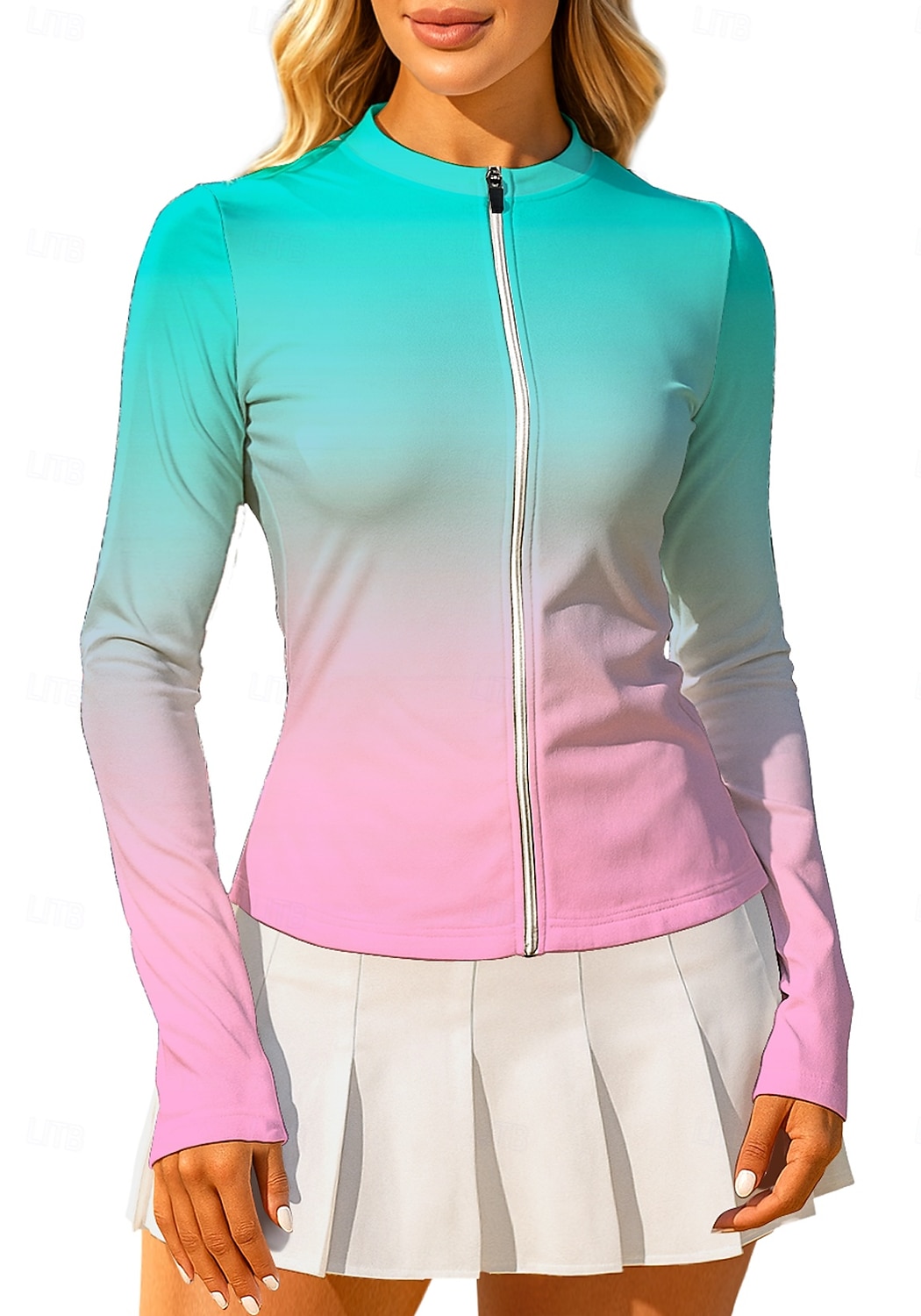 Per donna Sfumatura Top Maglietta sportiva Maglia da tennis Manica Lunga Cerniera Floreale UPF50+ Resistente ai Raggi UV Alta elasticità Traspirante Pallavolo Tennis Golf Girocollo Il giro Maglietta del 2026 a $20.99 –P4