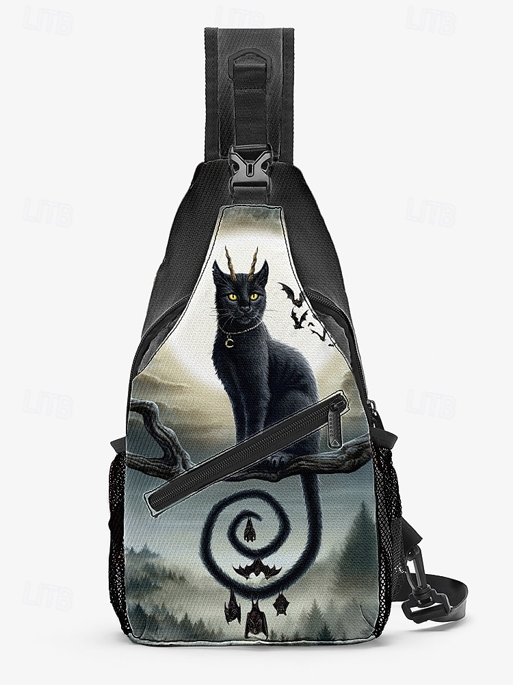 Męska torba typu crossbody z motywem czaszki na Halloween od Sarah Richter – inspirowana stylem vintage czaszka z pomarańczowymi akcentami, wyjątkowa sztuka na imprezy halloweenowe, festiwale i codzienne stylizacje 2025 - $24.99 –P13