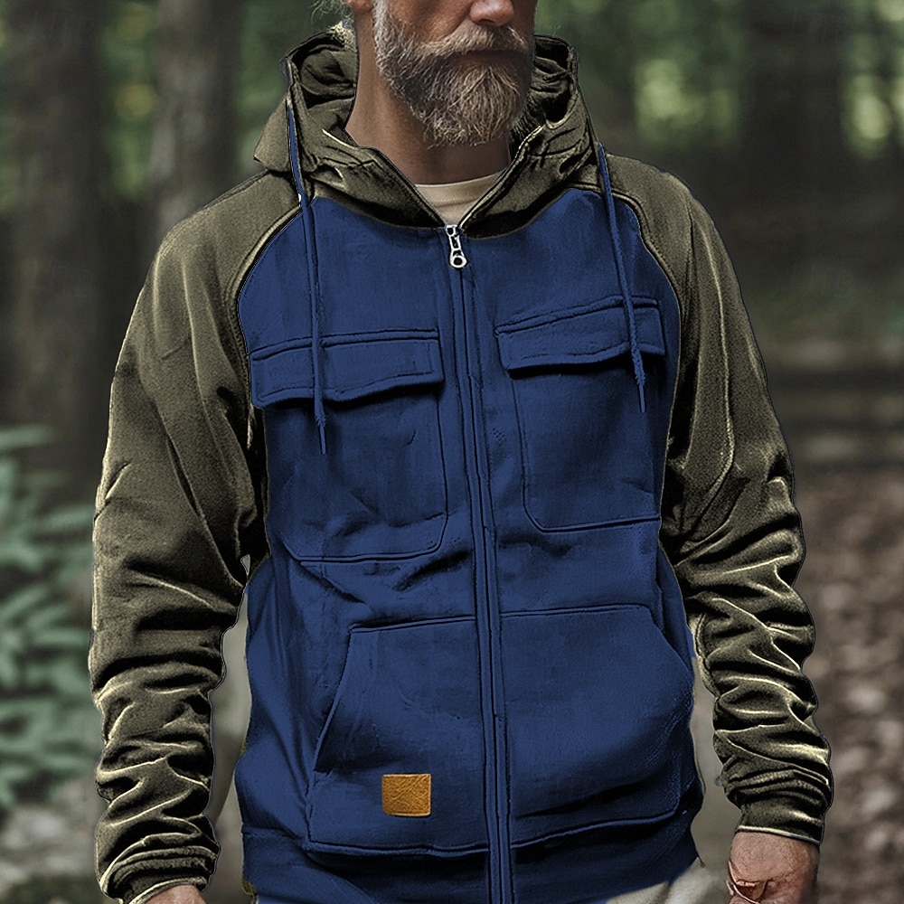 Homens Moletom Full Zip Hoodie Vinho Com Capuz Bloco de cor Patchwork Bolsos Diário Desportos e Ar livre Feriado Poliéster Roupa de rua Básico Casual Primavera Outono Roupa Moletons Moletons Manga de 2026 por $36.99 –P6