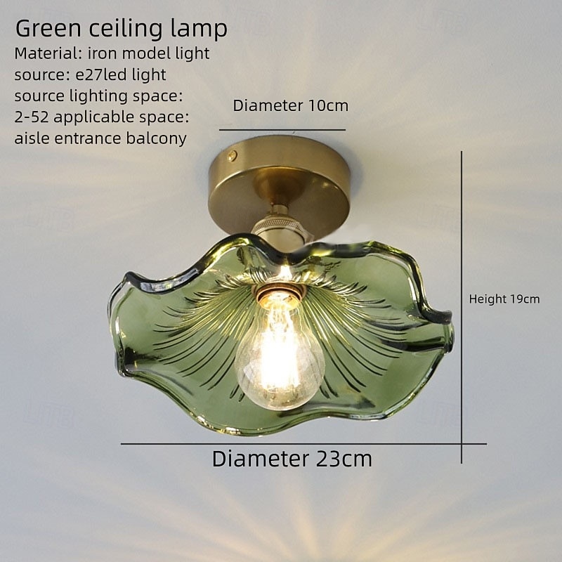 Simple Lotus Leaf Ceiling Light for Restaurant Entryway Aisle Vintage Brass Glass Led Hanging Lamps 2025 - $60.99 –P5