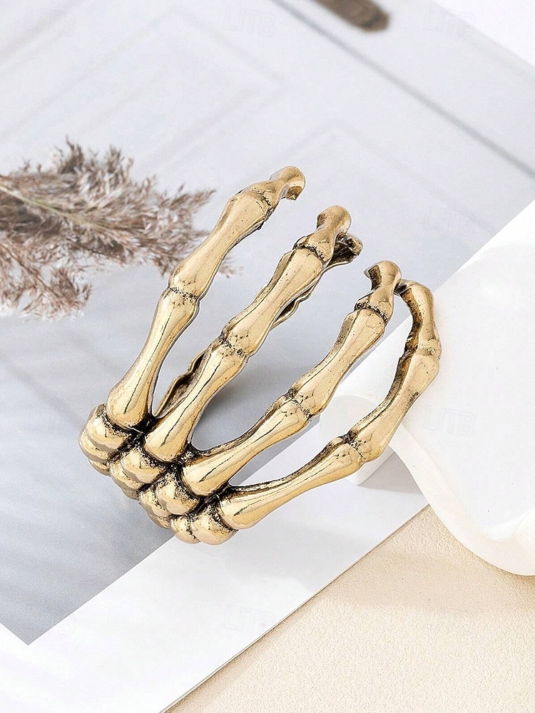 Bracciale rigido da donna con scheletro in osso di Halloween – bracciale rigido in lega gotica a 4 file con cerniera, regolabile, bigiotteria di tendenza per cosplay, feste e serate fuori del 2025 a $11.99 –P6