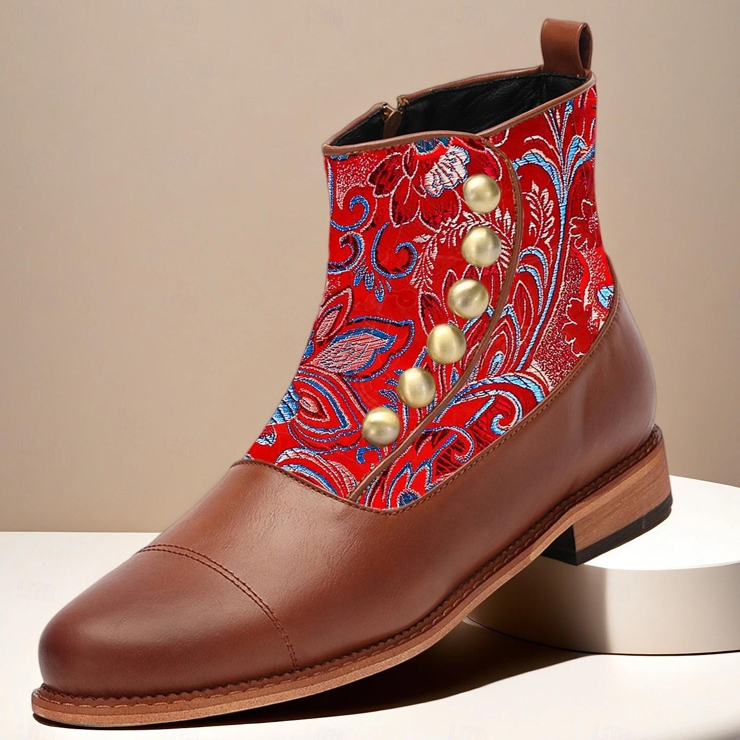 Homens Botas Caminhada Pele PU Tecido Jacquard Confortável Antiderrapante Respirável Botas / Botins Com Cadarço Castanho avermelhado Outono Inverno de 2025 por $46.99 –P1