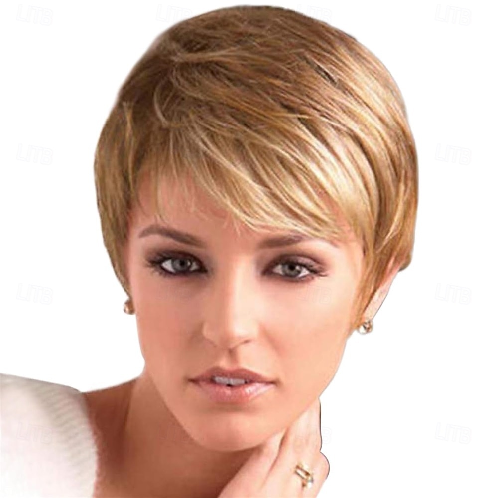 Perruques blondes courtes pour femmes blanches, perruques coupe lutin pour femmes noires, perruques courtes dégradées pour femmes plus âgées, synthétiques de 2025 ? $23.99 –P3