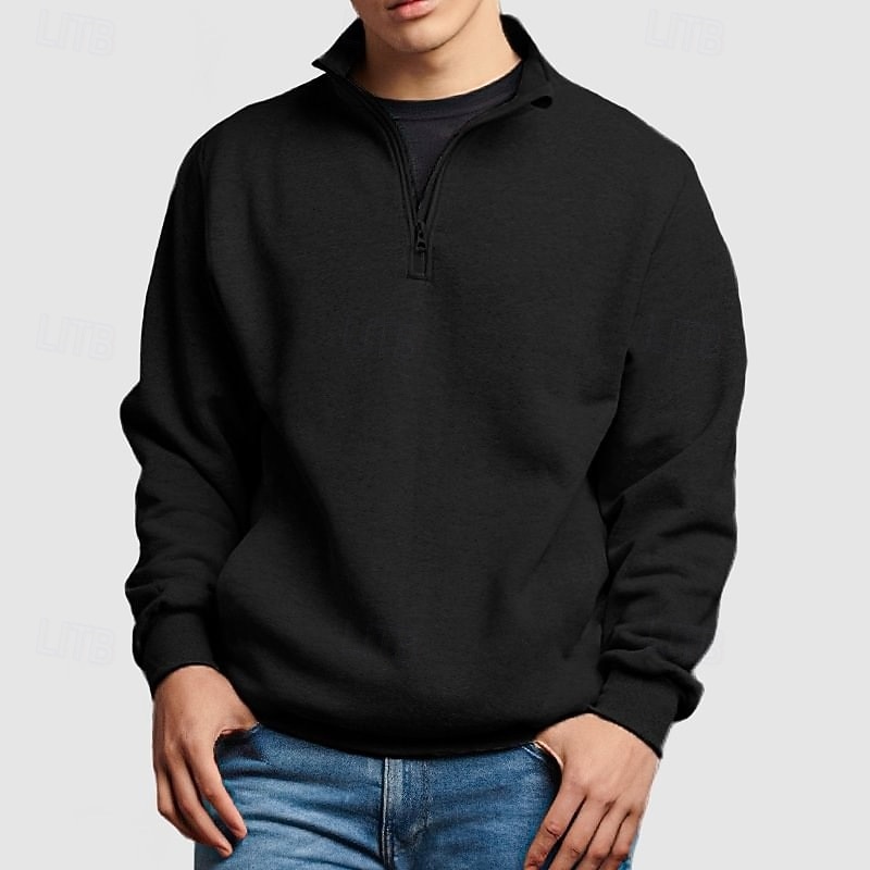 Per uomo Maglione Felpa con cappuccio in pile Felpa con zip corta Felpa con cappuccio foderata in pile Nero Bianco Rosa Blu marino Blu Colletto Mao Semplice Sport & Outdoor Casuale Quotidiano del 2025 a $27.99 –P9