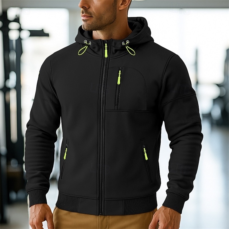Per uomo Felpa con cappuccio Felpa con cappuccio a zip intera Felpa con cappuccio in pile Felpa con cappuccio tattica Nero Bianco Borgogna Blu marino Blu Con Cappuccio Semplice Cerniera Sport del 2025 a $23.99 –P9
