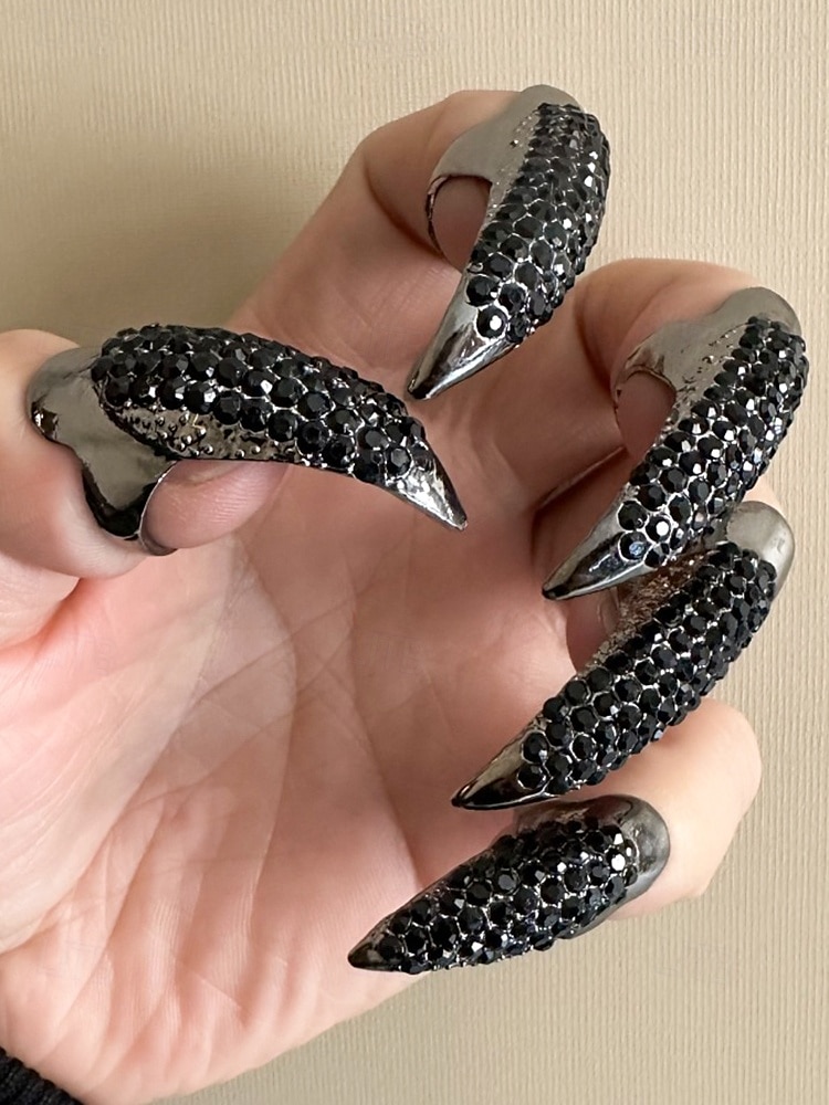 Gotiske kloringer for kvinner med krystall-strass-design – skarpe, elegante og edge, perfekte for halloween, kostymefester og alternativ mote 2025 - $14.99 –P2