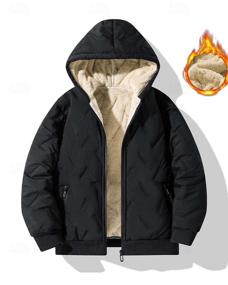 Barn Pojkar Hoodiejacka Pufferjacka Ytterkläder Ensfärgat Långärmad Dragkedja Ficka Täcka Utomhus Dagligen Svart Grå Vinter 4 år + 2025 - $33.99 –P1