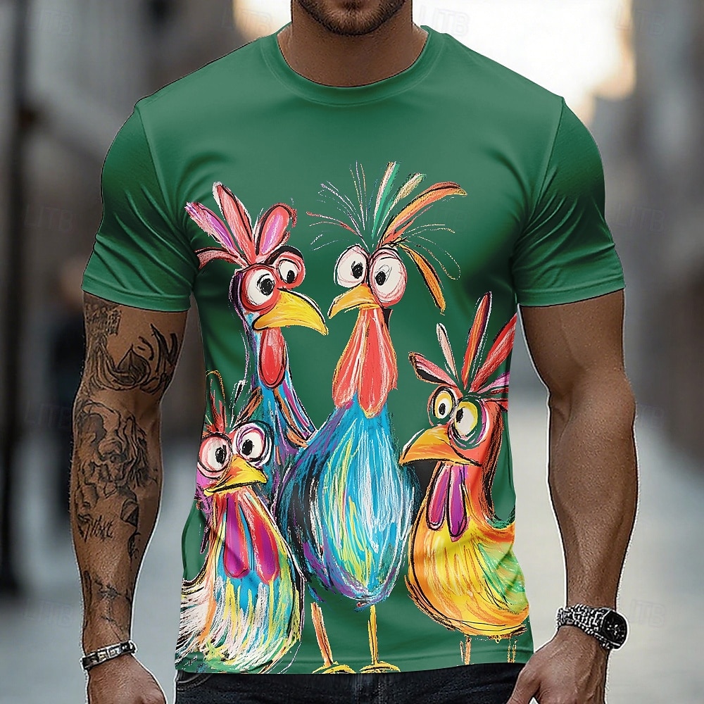 Bărbați Cocoș Amuzant Tricou Manșon scurt Tricou Tipărire 3D Stil Nautic Cămașă Exagerat Designer Petrecere Concediu Albastru piscină Negru Mov Vară Primăvară Îmbrăcăminte S M L XL XXL XXXL 2026 - $19.49 –P4