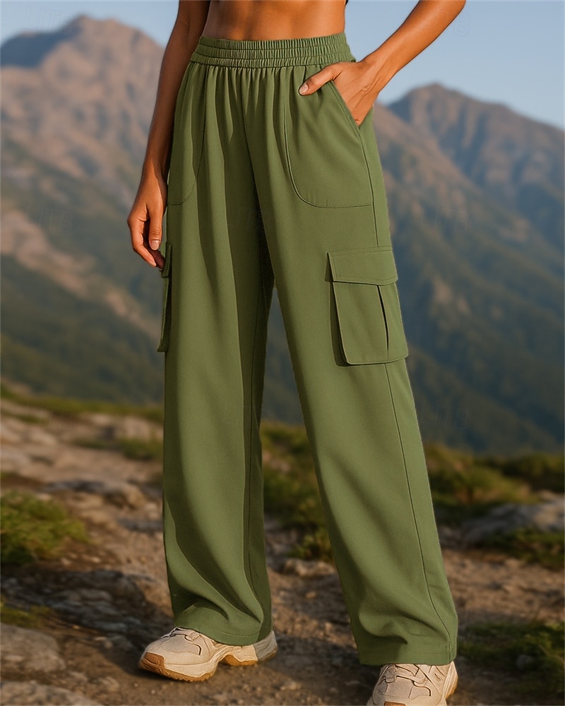 Mujer Pantalones de pierna ancha Pantalones cargo Pantalones para senderismo Primavera Otoño Al aire libre Ajuste regular Impermeable Resistente al Viento Pantalones / Sobrepantalón Cintura elástica 2026 - $22.99 –P5