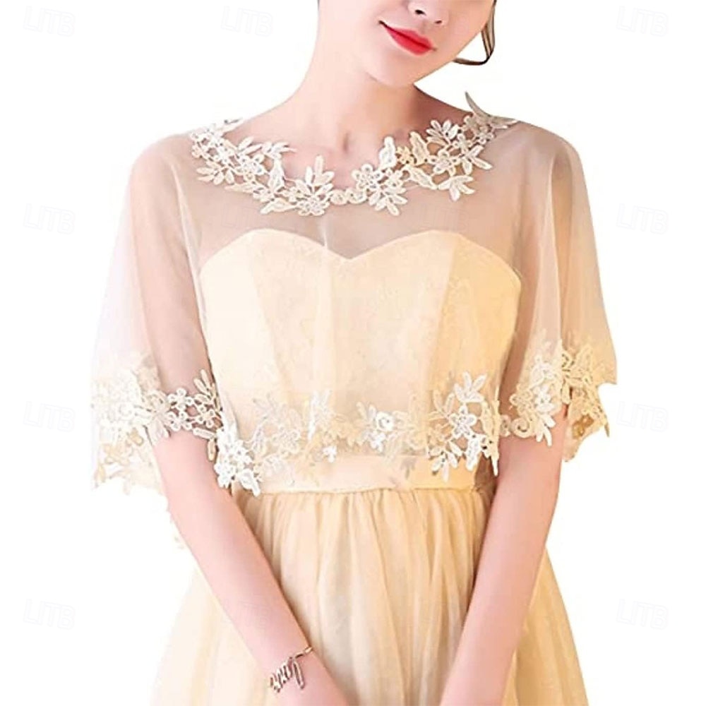 Chaquetas de bolero de encaje para novia, boda, chal, fiesta formal, graduación, noche, capa para novia, dama de honor, encogimiento de hombros 2026 - $17.49 –P1