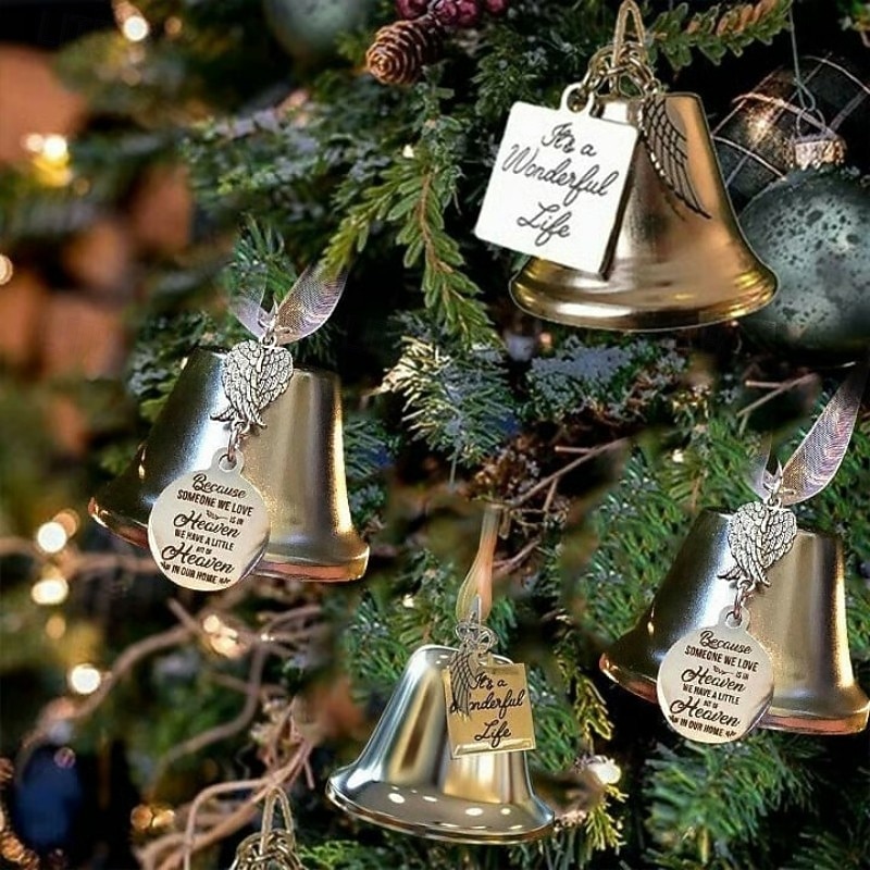 Memorial Ornaments Angel Wings Bell Decorative Hanging Wind Chime With Ribbon Festive Bell Ornament Christmas Tree Hanging Decoration Remembrance Keepsake Holiday Home Gift 2025 - $6.99 –P1