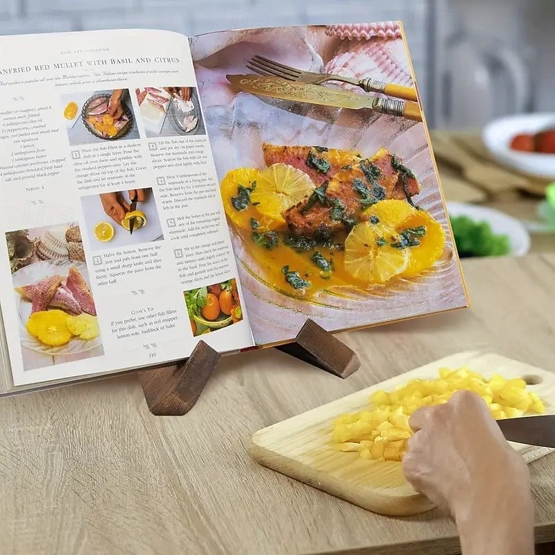 Porta ricettario da cucina in legno – porta ricettario rustico da banco con angolazione regolabile, robusto espositore in legno per libri di cucina, tablet e ricette – ideale per l'arredamento di del 2025 a $12.49 –P6