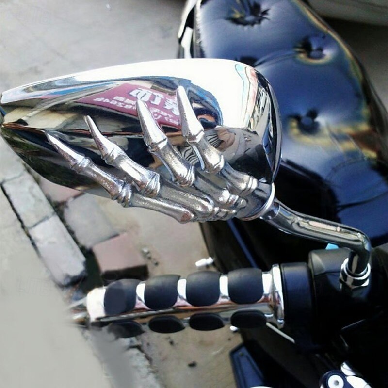 coppia di specchietti retrovisori laterali a forma di teschio, accessori per moto, design Ghost Claw, specchietti retrovisori modificati riflettenti per scooter elettrici Harley, parti di guida eleganti del 2025 a $13.49 –P4