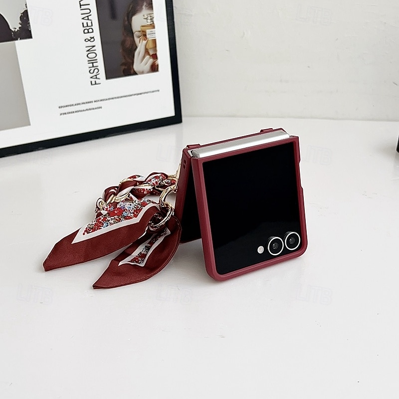 telefoon hoesje Voor Samsung Galaxy Z Flip 7 Z-flip 6 Z Flip 5 Z Flip 4 Achterkant met draagkoord Schokbestendig Bloem Bloemen PC 2026 - $18.99 –P7