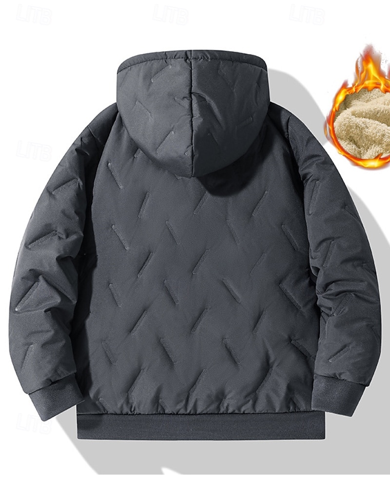 Barn Pojkar Hoodiejacka Pufferjacka Ytterkläder Ensfärgat Långärmad Dragkedja Ficka Täcka Utomhus Dagligen Svart Grå Vinter 4 år + 2025 - $33.99 –P5