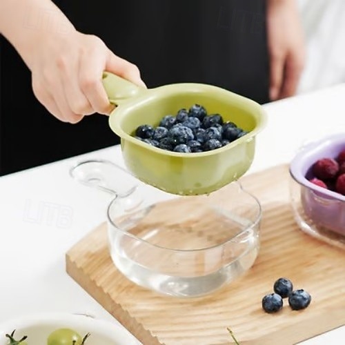 Cestello scolapasta da cucina a doppio strato da 3 pezzi con manico – colino ispessito per uso alimentare per lavare frutta e verdura, cestello da cucina multifunzionale del 2025 a $12.99 –P4