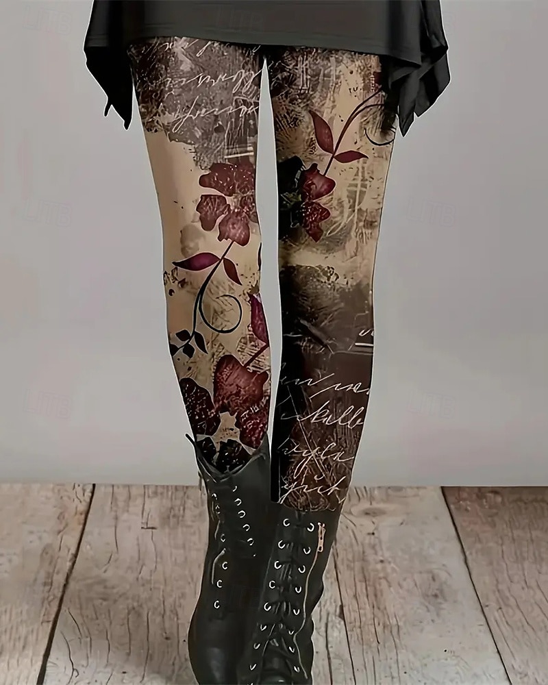 Mulheres Calças Leggings Leggings aconchegantes Roupa de rua Casual Comprimento total Cintura Alta Floral Cintura elástica Imprimir Respirabilidade Confortável Com Stretch Férias Rua Roupa Diária de 2025 por $17.99 –P1