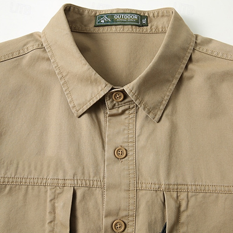 Hombre camisa cargo Camisa para senderismo Camisa impermeable Manga Larga Cuello Vuelto Camiseta Al aire libre Transpirable Algodón Negro Verde Ejército Caqui Caza Rutina de ejercicio Viaje 2025 - $36.99 –P6