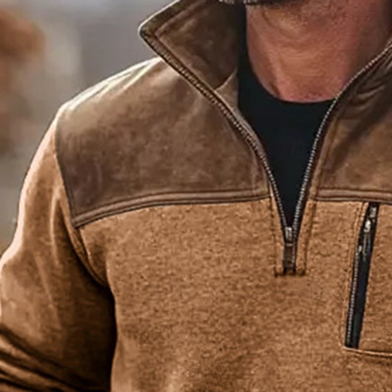 Homens Moletom Moletom com capuz Estacionar Moletom com zíper Verde Tropa Marron Cinzento Colarinho Clerical Tecido Patchwork Desportos e Ar livre Casual Diário Roupa de rua Legal Roupa de Esporte de 2025 por $32.99 –P5