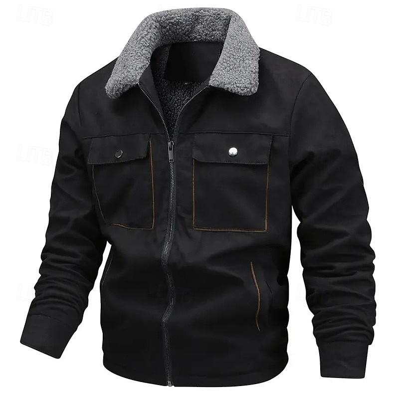 Per uomo Giacca in finta pelle scamosciata Giacca Sherpa Giacca in Camoscio Marrone Casuale Quotidiano Calore Termico Tasca Autunno Inverno Attivo Vintage Regolare Nero Caffè Grigio Giacca del 2025 a $45.99 –P4