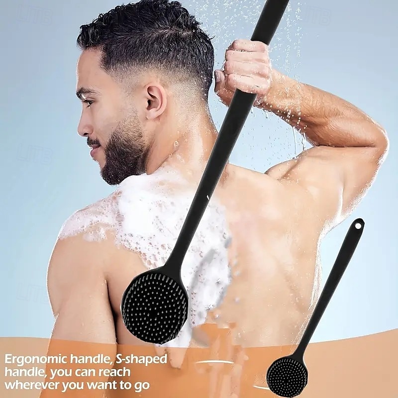 spazzola da bagno in silicone con manico lungo – spazzola esfoliante per la schiena con setole morbide, adatta a tutti i tipi di pelle, resistente &strumento per la doccia domestica igienico e facile del 2025 a $13.99 –P1