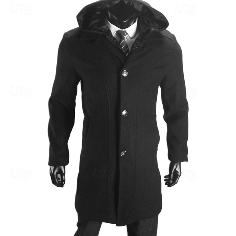 Herren Parka Trenchcoat Urlaub Täglich Herbst Winter Polyester Winddicht Oberbekleidung Bekleidung Mode Klassisch Einfach Tasche Mit Kapuze Reisverschluss 2025 - $52.99 –P9