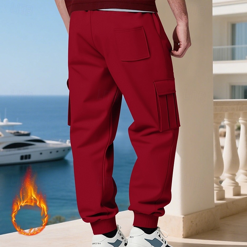 Homens Calças Esportivas Calças de lã Corredor Calças de inverno Calça de moletom cargo Com Cordão Bolsos Cintura elástica Tecido Conforto Quente Esportes Diário Moda Casual Preto Branco de 2025 por $18.99 –P20