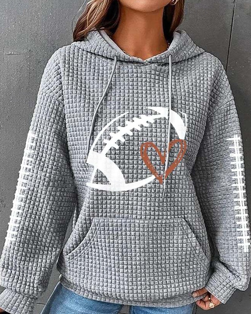 damegenser med tekstur, pullover med hette, vaffelgenser, geometrisk, gatemote, avslappet, langermet, hettegenser, vanlig topper, gate, ferie, ute, lomme, svart hvit, rosa rød grå, høst 2025 - $27.99 –P1