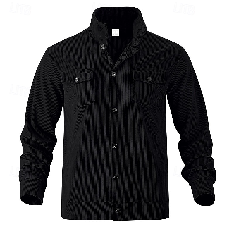 Herren Leichte Jacke Cordjacke Freizeitjacke Urlaub Täglich Atmungsaktiv Tasche Frühling Herbst Einfach Mode Klassisch Revers Regulär Schwarz Braun Hellgrau Armeegrün Aprikose Jacken 2025 - $29.99 –P5
